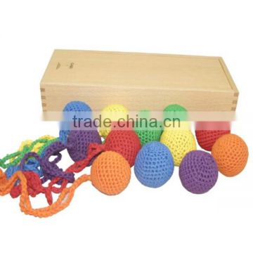 Wooden Baby Toys Froebel GABE1 Cognitive Developing colorful Mesh Ball Teaching Learning 12 Ball 6 Colour