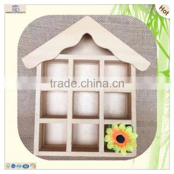 Hanging Standing Compartment Grids Wooden Display Storage Box photo-2