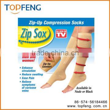 zip-up compression socks/Zip sox/miracle socks/compression knee high socks