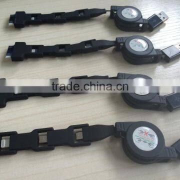 4 in 1 Multi-functional USB 2.0 to 8 Pin + Micro + Mini + 30 Pin Charger Retractable Data Sync Charge Cable photo-3