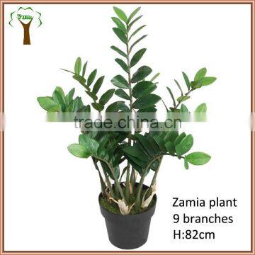 potted artificial green zamia plant with 9 branches tall in 82cm