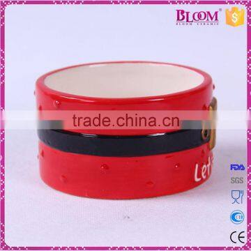 Christmas Design Red Round Ceramic Pet Bowl photo-4