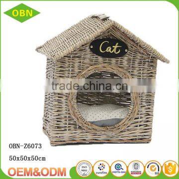 Custom Outdoor Indoor Durable Willow Woven Pet Dog House Wicker Cat House photo-2