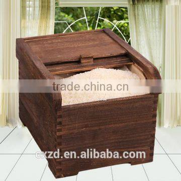 Simple Design Wooden Rice Box With Burnning Color