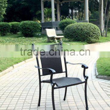 wholesale cast aluminum outdoor coffee shop chair in mental aluminum with PE rattan