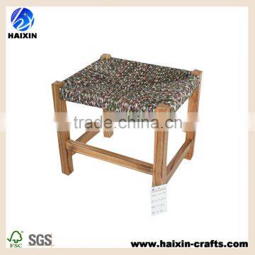 24cm Rush Seat Brown Finished Wooden Stool