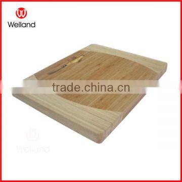 wood food cutting board with knife