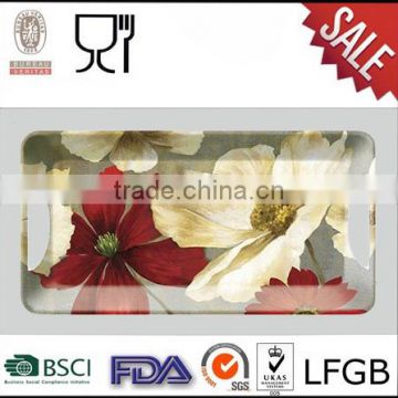 Flower printing classic melamine breakfast tray wholesale melamine trays