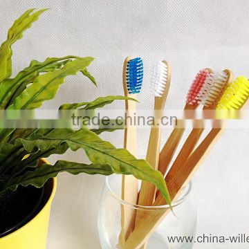 yellow color bamboo toothbrush, soft bristle toothbrush