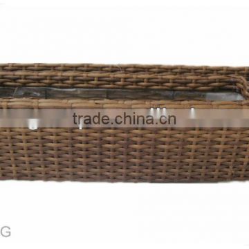 Rect. shape PE rattan with liner plastic pot