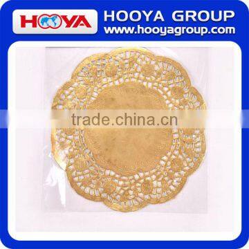 8PCS Dia. 30cm Golden Silver Round Disposable Greaseproof Lace Paper Doilies Cake Placemats for cookie dessert restaurant