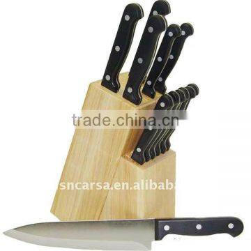 POM handle , stainless steel kitchen knife set with wooden block