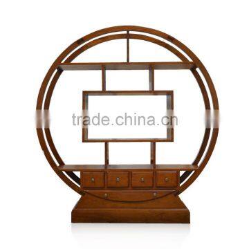 Book Rack Round Oriental Natural Teak Wood Furniture photo-2