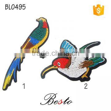 High quality china custom bird embroidery patches for kids clothes