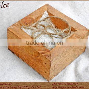 Small Size Ring Bearer Box With Burlap Pillow 4in