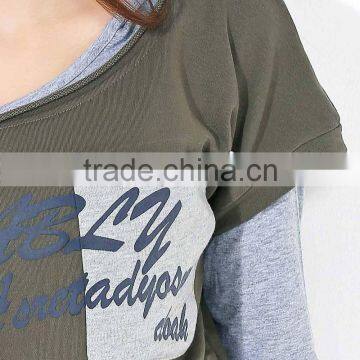 The Spring Of 2015 Khaki Flower Grey Sweater Three Piece Sport Suit HSS9241 photo-4