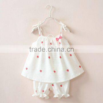 Girls strawberry vest frocks and shorts suit two pieces suits