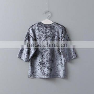 2017 Girls Pullover Velvet Short Sleeve t Shirt Childrens Plain Hip Hop T-shirt photo-4