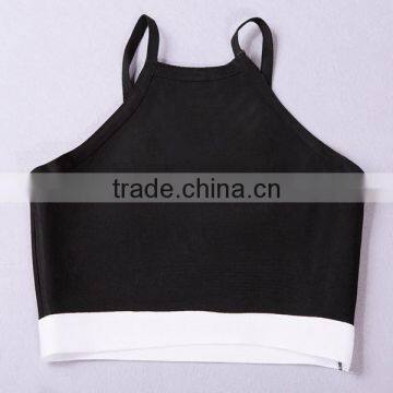 New High Quality HL 2 Pieces Black And White Spaghetti Strap 2015 Bodycon Bandage Dress Sling Party Tight Dress photo-5