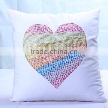 Colorful Love Heart Rhinestone Heat Transfer On Pillow Case photo-2