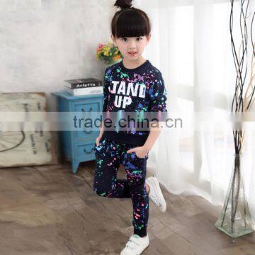 Wholesale hot sale 2pcs spring and autumn cotton girls fleece clothes set,sweater set import from china