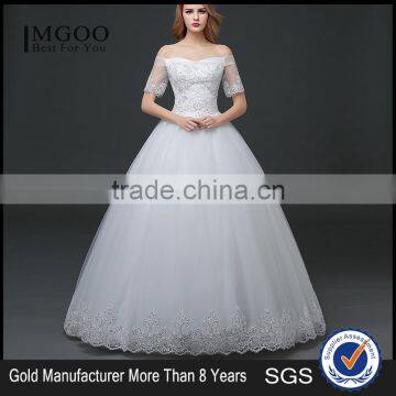 MGOO Elegant Custom Made White Crystal Wedding Dress Ball Gown Beach Bridal Dress Frock Style Tulle Designs Saree