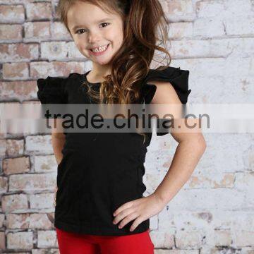 Hot sale children wear 100% cotton ruffle tshirt match ruffle shorts wholesale children clothing