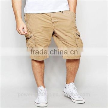 2016 Men's Burmada Style Khaki Twill Cotton Cargo Shorts