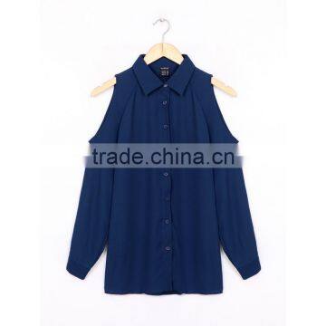 Women Off Shoulder Long Shirts Sexy Chiffon Tops Turn Down Collar Blouse Long Sleeve Casual Plus Size Blouse photo-5