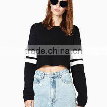 New China Supplier for 100%cotton Slim Cropped Women's Fit Custom Matching Stripe Baseball Jersry Hoodies photo-2