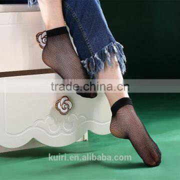 WS-5 Designs 2017 New Fashion 1Pair Summer Women Sexy Pearl Beads Lace Fishnet Ankle High Mesh Fish Net Short Ankle Socks photo-6