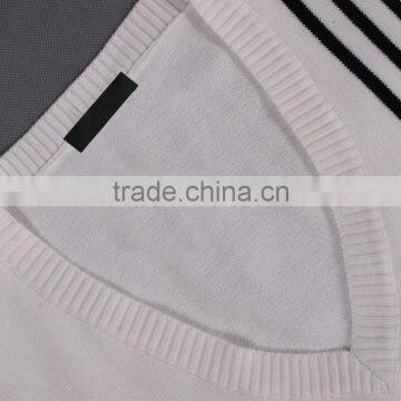 White Knitted Vertical Stripes Sweater 2015 Men photo-2