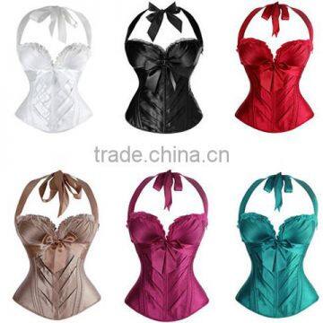 Elegant Women Waist Trainer Cincher Overbust Corsets Shaper Bowknot Halter Tops Sexy waist trainer