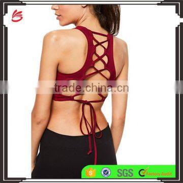 Wholesale Women's Yoga Sexy Sports Bra Active Lace up Back Fitness Yoga Running Bra photo-2