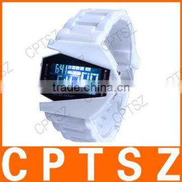 Imported Wholesale Electronics Watch Aircraft Style Colorful LED Silicone Watch photo-2