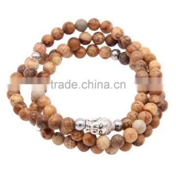 Three Layered Tiger Eye Beads Buddha Bracelet Religion Tibet Charm Jewelry