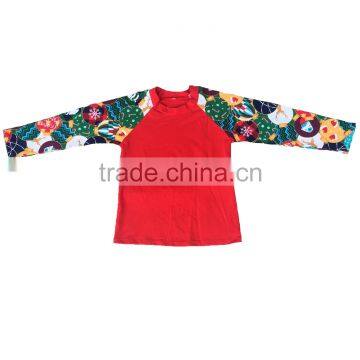 Wholesale Boutique printed Icing Raglan Shirts Sleeve Baseball Raglan Tee T Shirt Christmas Baby Ruffle