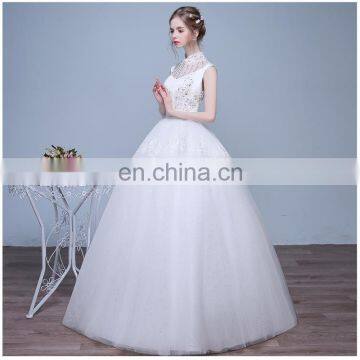 HS1634 2017 Cheap Halter Beading A Line Tulle Plus Size Long Wedding Dress Guest Gown Maid of Honor photo-4