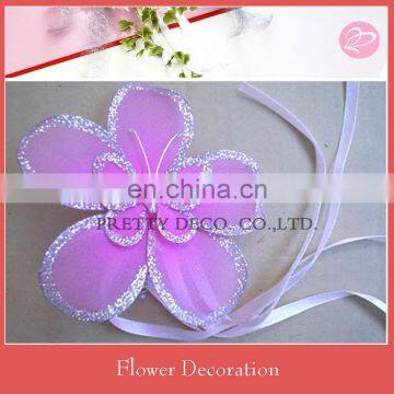 Pink color silver glitter artificial silk flowers