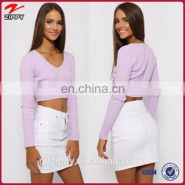 China Wholesale Clothing Women Sweater in Purple