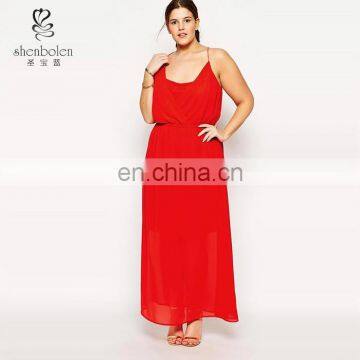 Evening Dress Empire Couture, Red Plunge Neck Cami Maxi Casual Dress