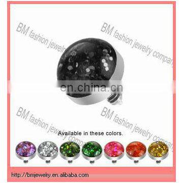 Fashion glitter micro dermal anchor tops many color body piercing jewelry