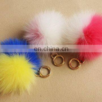 Factory direct supply fox fur pom pom ball key chain for decoration