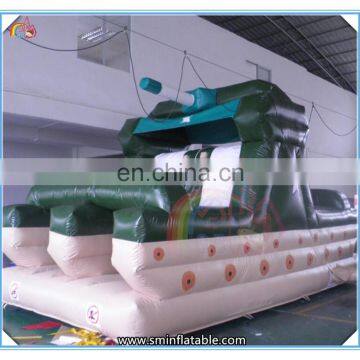 2016 New design inflatable tank bouncy castle,inflatable bouncer combo obstacle course,inflatable obstacle course with slide