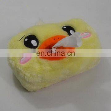 kawaii face yellow chicken tissue case plush toy