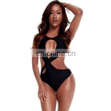 Black Female One Piece Swimsuit Trikinis 2017 Hollow Out Swimwear Bathing Suits Women Swimming Wears