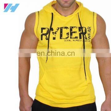 Trade Assurance Yihao 2017 Mens Fitness Printed Sleeveless Sportswear Hooded Gym Wear Sweatshirt Hoodie