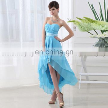 Instock Simple Chiffon Hi-Lo Sweetheart party dress Strapless Sequin Lace-up Cocktail Dress