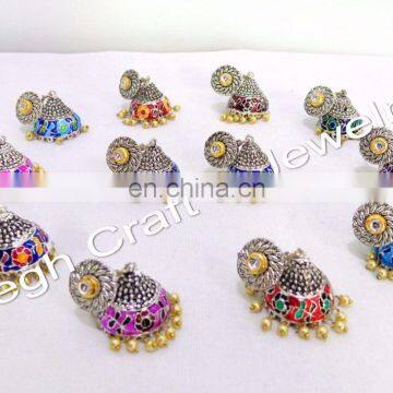 Wholesale multicolor stone jhumki, Rajasthani design, handmade artificial jhumki earring, Chandelier earring, Costume jewellry