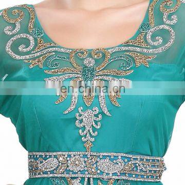 Luxury Golden And Silver Embroidery Beaded Moroccan Takchita Party Wear photo-5